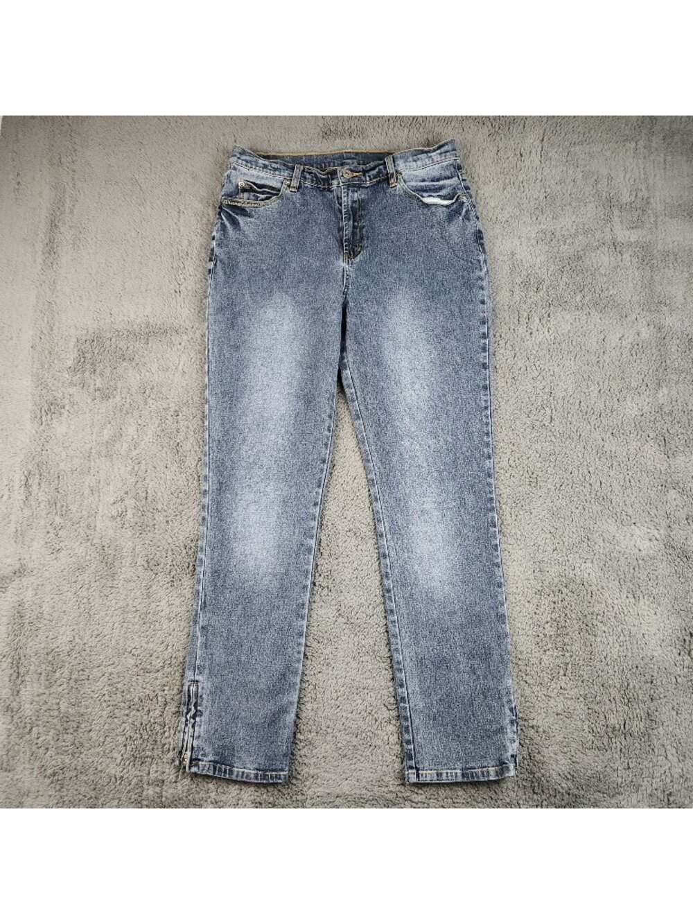 DG2 by Diane Women's Denim Straight Leg Zipper Ankle Jeans Size 10 Stretch Pants